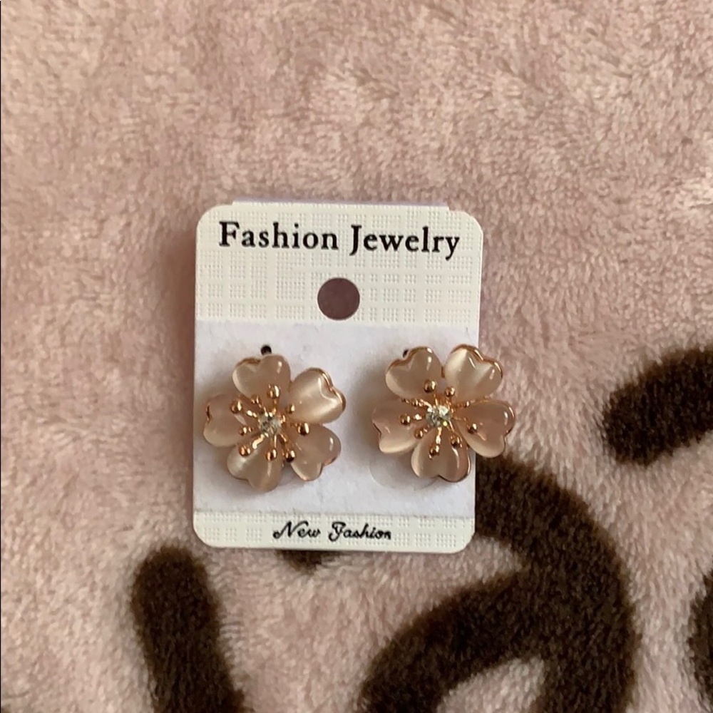 Cute rose gold cherry blossom earrings